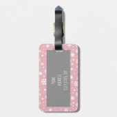 Étiquette À Bagage Élégant flocon de Noël motif rose pastel (Dos Vertical)