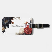 Étiquette À Bagage Élégant floral (Devant horizontal)