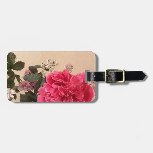Étiquette À Bagage Élégant floral (Devant horizontal)