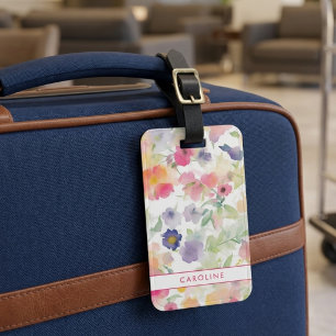 Étiquette À Bagage Élégant floral chic élégant fille bagage étiquette