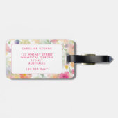 Étiquette À Bagage Élégant floral chic élégant fille bagage étiquette (Dos horizontal)