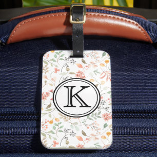 Étiquette À Bagage Élégant floral pastel personnalisé