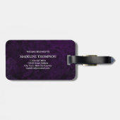 Étiquette À Bagage Élégant Géode Agate Violet Monogramme (Dos horizontal)