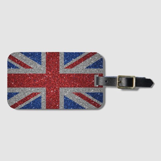 Étiquette À Bagage Elegant glitter Patriotic U.K. flag (Devant Horizontal)