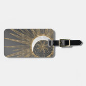 Étiquette À Bagage Elegant Gold Doodles Sun Moon Mandala Design (Devant horizontal)