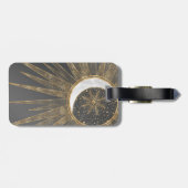 Étiquette À Bagage Elegant Gold Doodles Sun Moon Mandala Design (Dos horizontal)