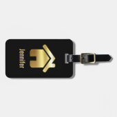 Étiquette À Bagage Elegant Gold House Symbole Real Estate Design (Devant horizontal)