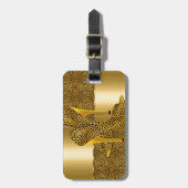 Étiquette À Bagage Elegant Gold Leopard High Heel Shoes Animal (Devant Vertical)