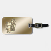 Étiquette À Bagage Elégant Gold Paisley Elephant Personnalisé (Devant horizontal)
