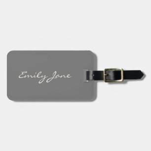 Étiquette À Bagage Élégant Gris manuscrit Nom du script personnalisé