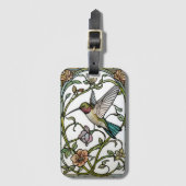 Étiquette À Bagage Elegant hummingbird artwork botanical boho chic (Devant Vertical)