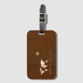 Étiquette À Bagage élégant identificateur de bagage de voyage brun (Devant Vertical)