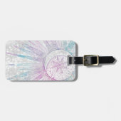 Étiquette À Bagage Elegant Iridescent Sun Moon Mandala Silver Design (Devant horizontal)