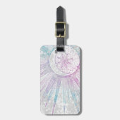 Étiquette À Bagage Elegant Iridescent Sun Moon Mandala Silver Design (Devant Vertical)