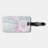 Étiquette À Bagage Elegant Iridescent Sun Moon Mandala Silver Design (Dos horizontal)
