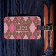 Élégant Jacquard rose et Brown avec nom ou initial