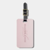 Étiquette À Bagage Élégant lettrage et monogramme | Rose Ombre (Devant Vertical)