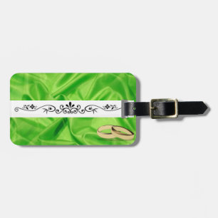 Étiquette À Bagage Élégant`Lime Green Silk Mariage