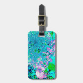 Étiquette À Bagage Élégant Limelight rose et bleu Hydrangea (Devant Vertical)