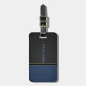 Étiquette À Bagage Elégant look bleu noir cuir de luxe (Devant Vertical)