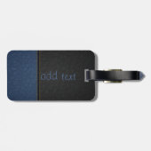 Étiquette À Bagage Elégant look bleu noir cuir de luxe (Dos horizontal)