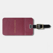 Étiquette À Bagage Élégant look en cuir rouge (Devant horizontal)