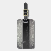 Étiquette À Bagage Elégant Luxe Sophistiqué, Glittery Cat, Bokeh (Devant Vertical)