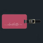 Étiquette À Bagage Élégant Magenta Script Nom personnalisé<br><div class="desc">Élégant Magenta Script Nom de la valise personnalisée</div>