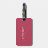 Étiquette À Bagage Élégant Magenta Script Nom personnalisé (Dos Vertical)
