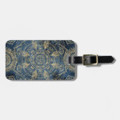 Étiquette À Bagage Elégant Mandala Blue Whimsy Design (Devant horizontal)