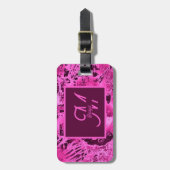 Étiquette À Bagage Élégant marbre rose audacieux Monogramme Typograph (Devant Vertical)