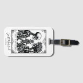 Étiquette À Bagage Élégant Mariage de Tarot gothique noir et blanc (Devant Horizontal)