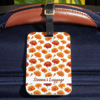 Étiquette À Bagage Elegant Marigold Pattern