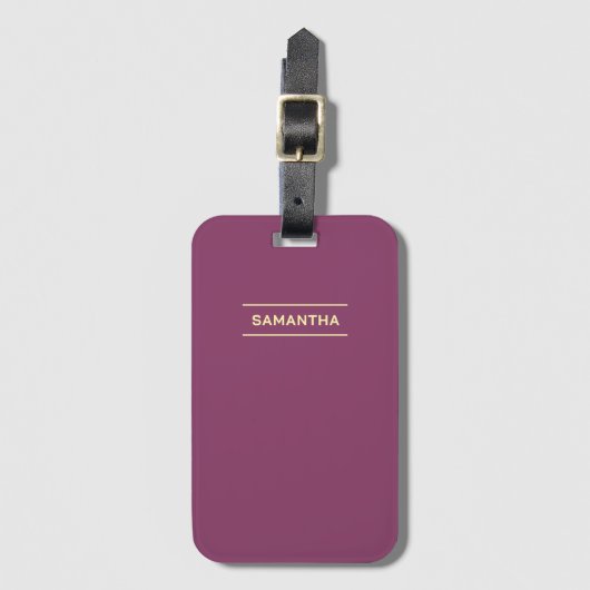 Étiquette À Bagage Elegant Mauve avec nom (Devant Vertical)