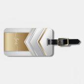Étiquette À Bagage Elégant métal 3D look Calligraphie Or Monogramme (Devant horizontal)