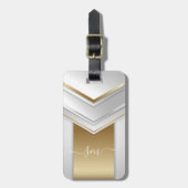 Étiquette À Bagage Elégant métal 3D look Calligraphie Or Monogramme (Devant Vertical)