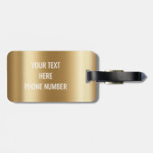 Étiquette À Bagage Elégant métal 3D look Calligraphie Or Monogramme (Dos horizontal)