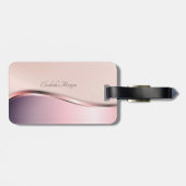 Étiquette À Bagage Élégant Métal Moderne, Rose (Dos horizontal)