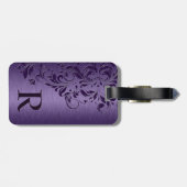 Étiquette À Bagage Élégant métal violet texture & dentelle (Dos horizontal)