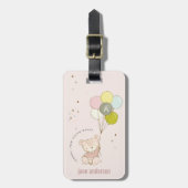 Étiquette À Bagage Élégant Mignon Ours Blonde Fille Monogramme (Devant Vertical)