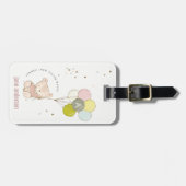 Étiquette À Bagage Élégant Mignon Ours Blonde Fille Monogramme (Devant horizontal)