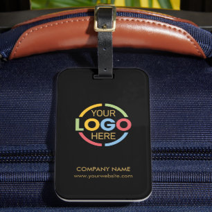 Étiquette À Bagage Élégant minimaliste Black Gold Business Logo Voyag