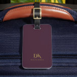 Étiquette À Bagage Élégant minimaliste Monogramme rouge foncé Or élég<br><div class="desc">Le Tag de bagage élégant et minimaliste sur mesure Monogram Dark Maroon Red Gold est un ajout luxueux et sophistiqué à vos accessoires de voyage.</div>