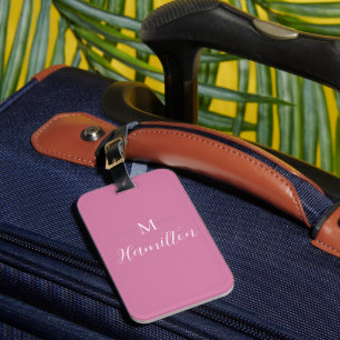 Étiquette À Bagage Élégant minimaliste rose profond Nom