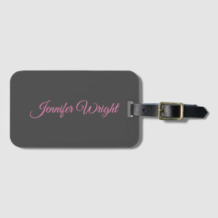 Étiquette À Bagage Élégant minimaliste unique moderne gris clair rose