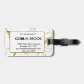 Étiquette À Bagage Elegant Modern Golden Veins Marble Pattern Name (Dos horizontal)