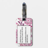 Étiquette À Bagage Élégant moderne élégant rose floral Monogramme de  (Dos Vertical)