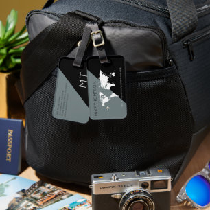 Étiquette À Bagage Elégant moderne gris géométrique noir