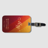 Étiquette À Bagage Élégant Moderne Monogramme Cuir Imprimé Multicolor (Devant Horizontal)