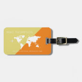 Étiquette À Bagage élégant monde moderne géométrique Voyage orange (Devant horizontal)